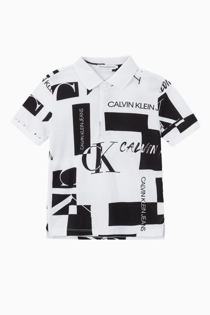 CK Patch Cotton Polo Shirt, White