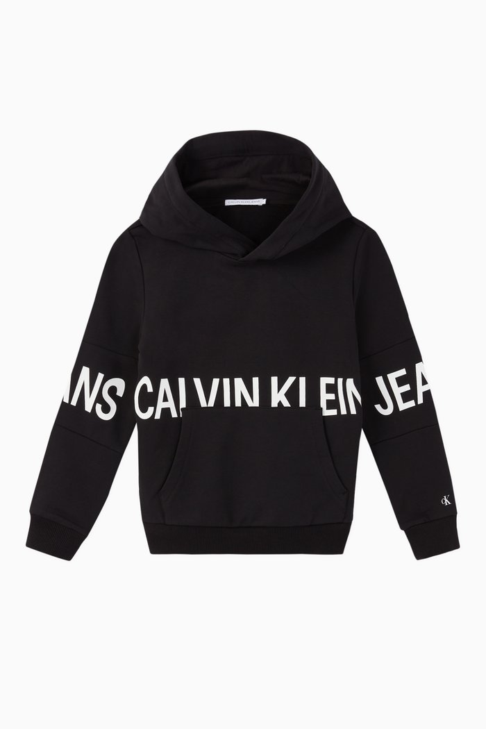 

CK Stretch Text Hooded Sweatshirt, Black