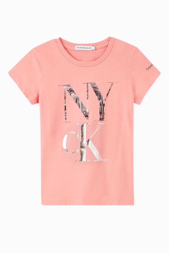 

New York Logo Organic Cotton T-Shirt, Pink