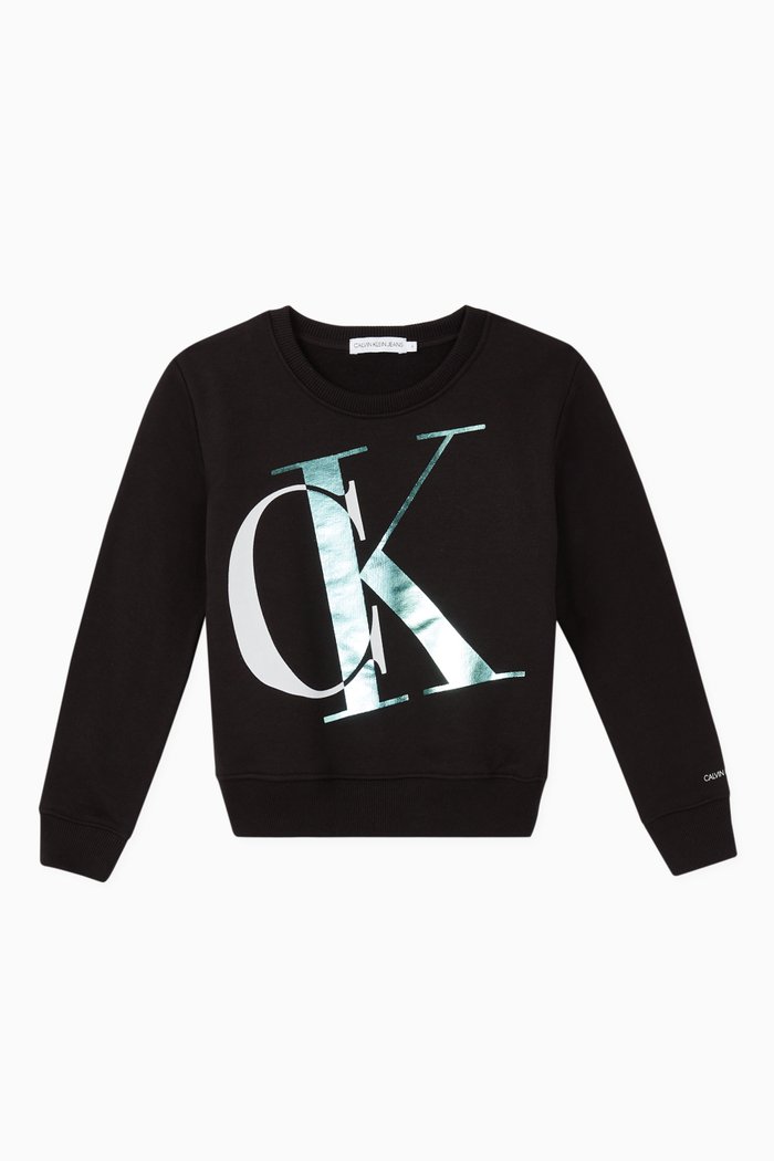 

CK Metallic Monogram Sweatshirt, Black