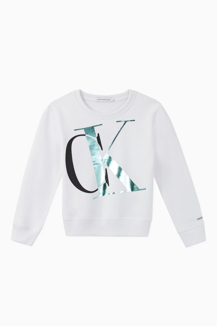 

CK Metallic Monogram Sweatshirt, White