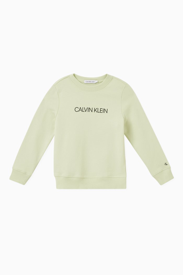 CK Logo Sweatshirt in Organic Cotton, Green