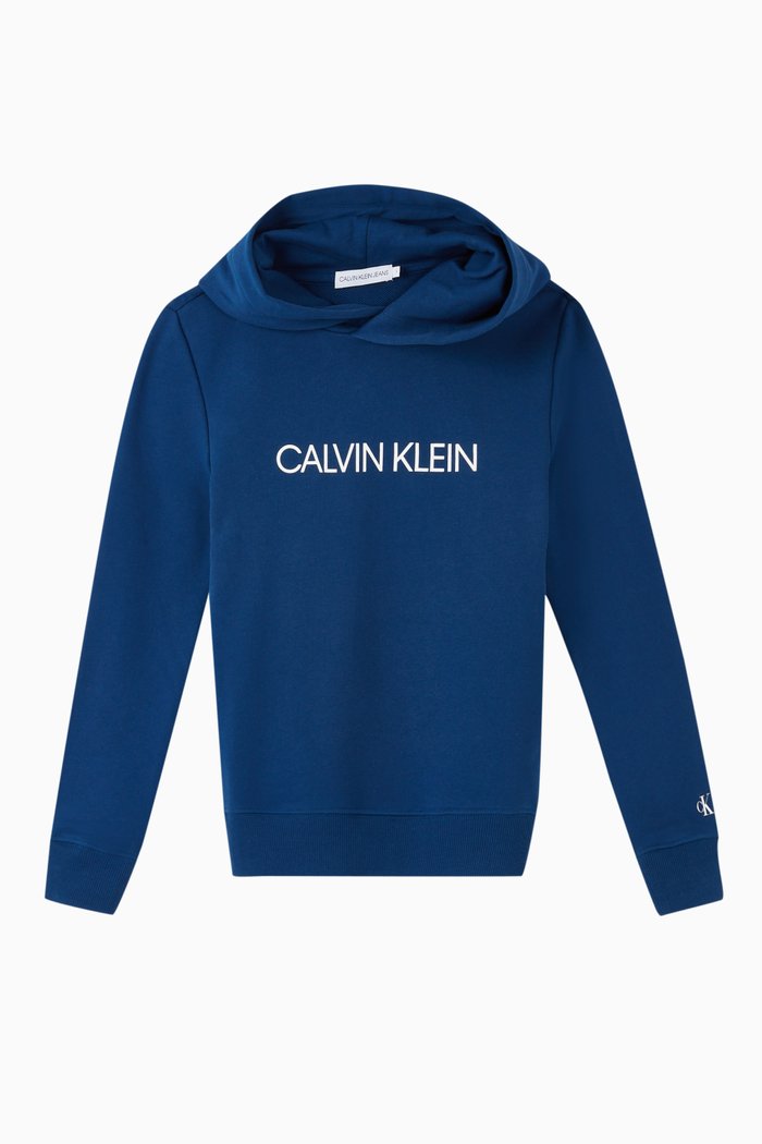 

Institutional Logo Hoodie, Blue