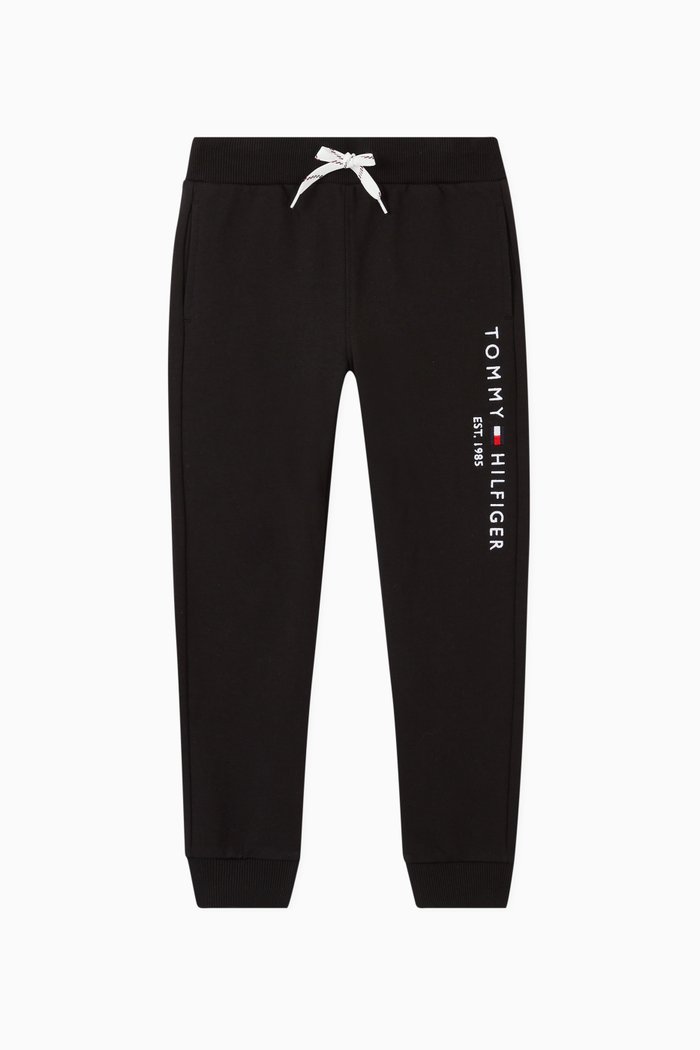 Essential Organic Cotton Blend Tapered Joggers, Black