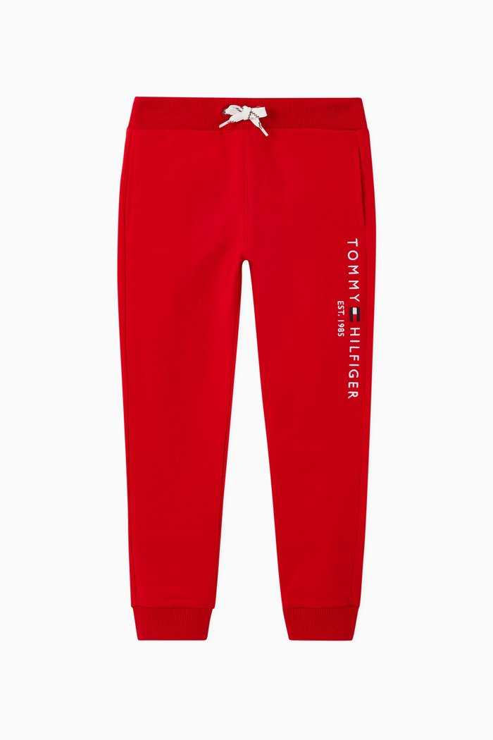 

Essential Organic Cotton Blend Tapered Joggers, Red
