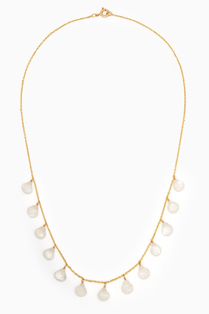 

Moonstone Charm Necklace in 18kt Yellow Gold, White