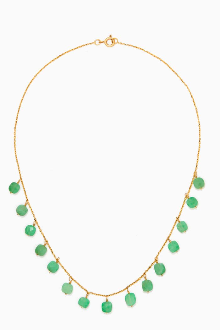 

Chrysoprase Charm Necklace in 18kt Yellow Gold, Green