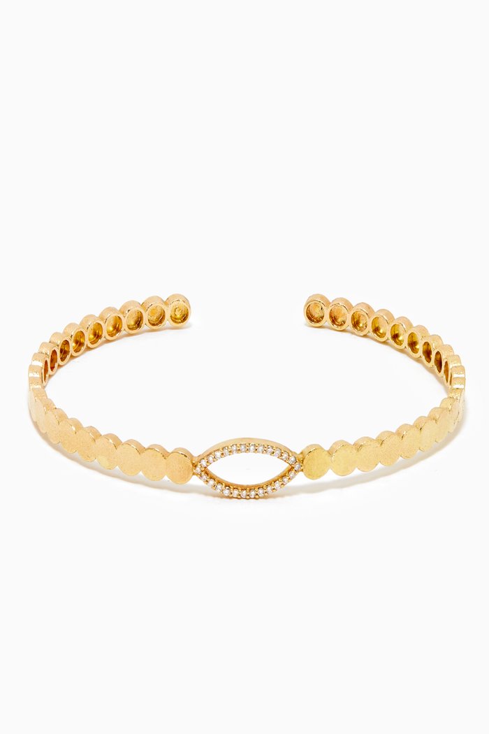 

Open Coin Diamond Eye Bracelet in 18kt Yellow Gold