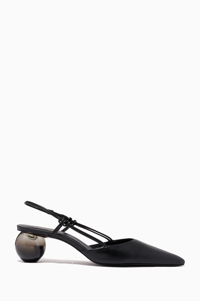 

Aliza Slingback Mules in Leather, Black