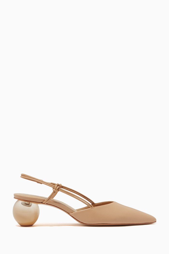 

Aliza Slingback Mules in Leather, Neutral