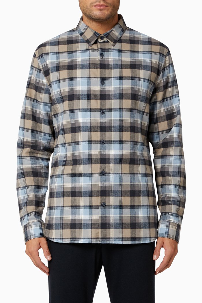 Soft Plaid Cotton Shirt, Blue