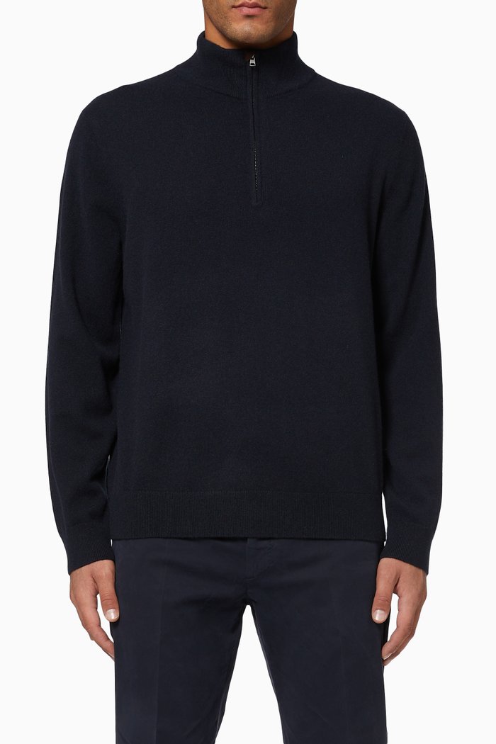

Quarter Zip Wool Sweater, Blue