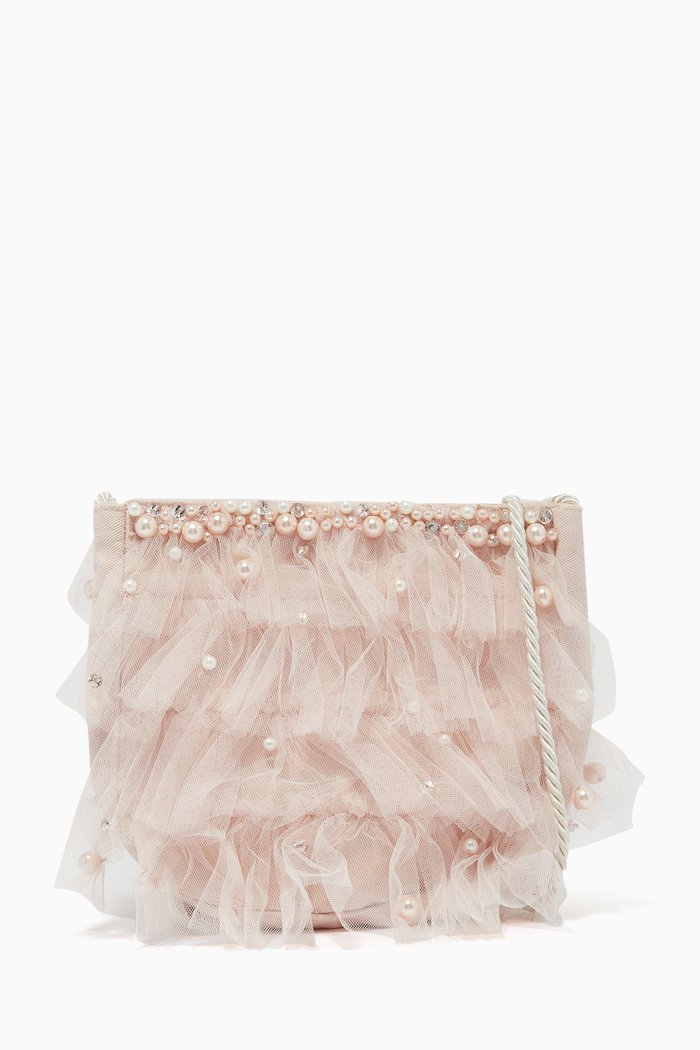 

Lulu Ruffle Tulle Purse Bag, Pink