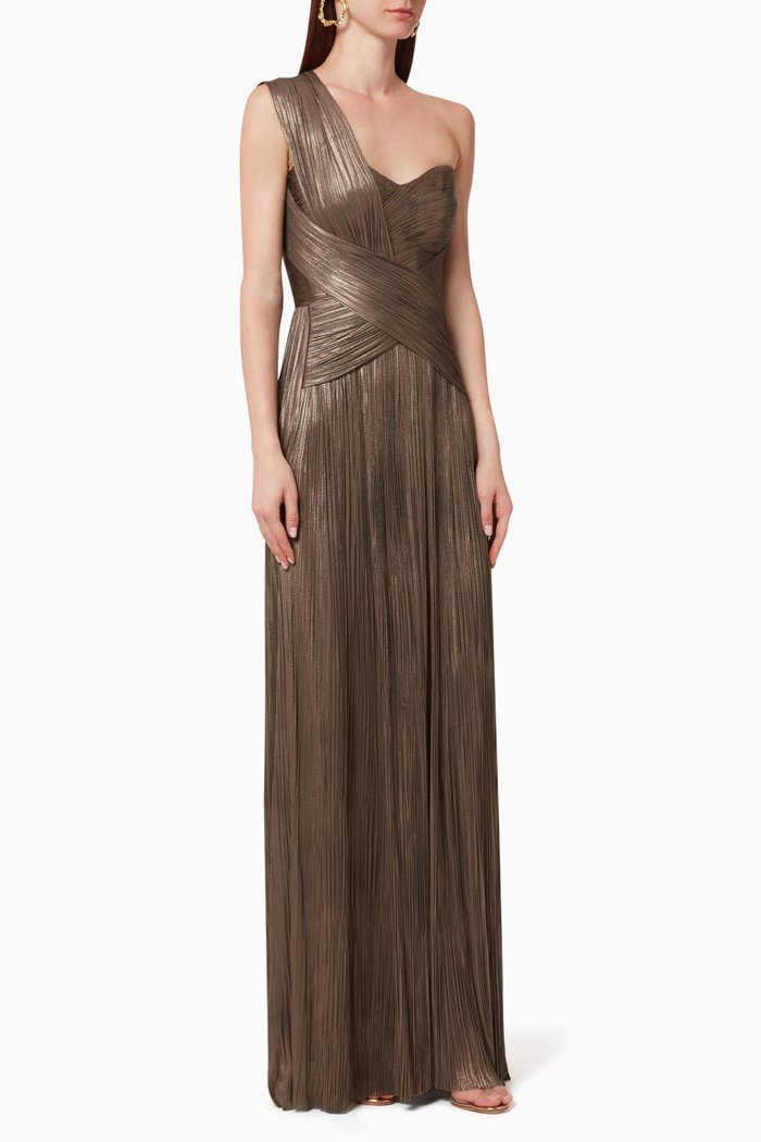 

Aiko Pleated Silk Gown, Grey