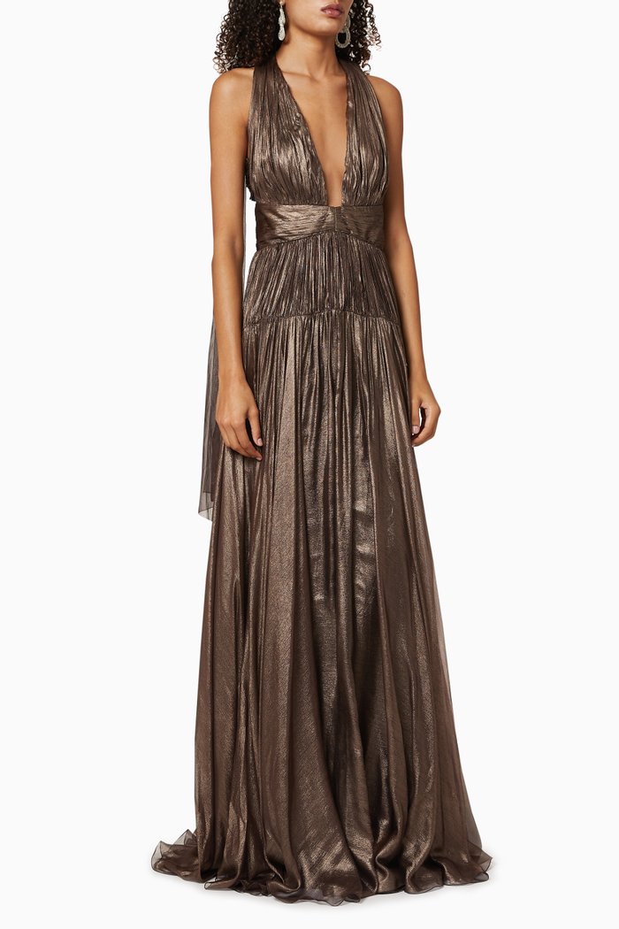 

Elir Halter Neck Silk Gown, Grey