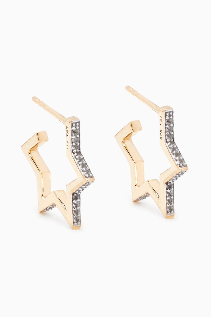 

Crystalized Star Hoop Earrings in Sterling Silver, Yellow