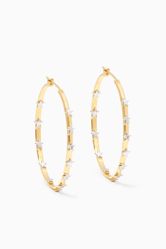 

Cosmic Star Hoop Earrings in 18kt Yellow Gold Vermeil
