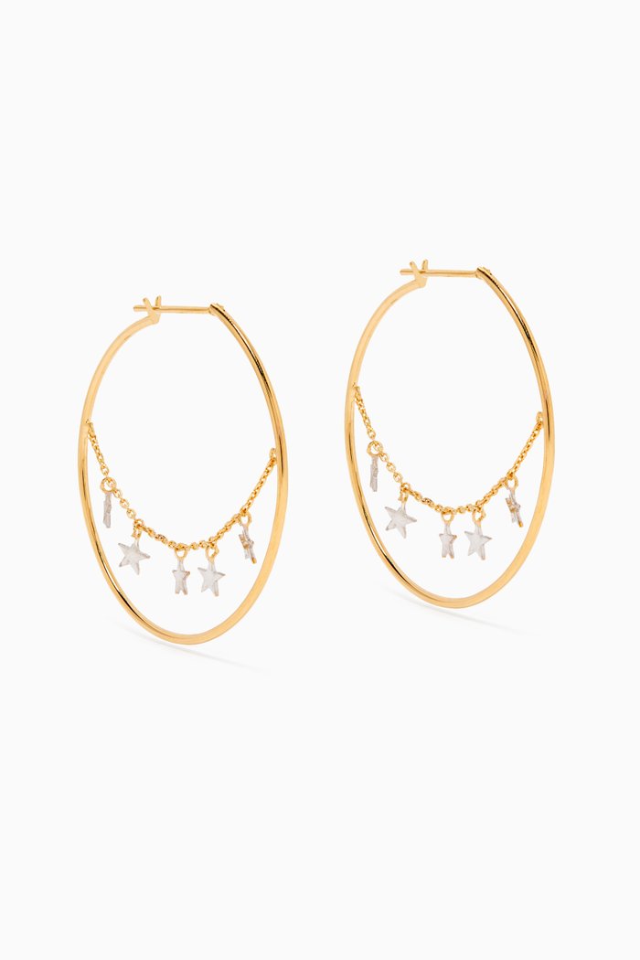 

Honey Honey Star Hoop Earrings in 18kt Yellow Gold Vermeil