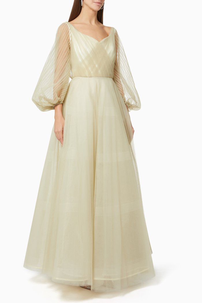 

Pintuck Gown in Tulle, Neutral