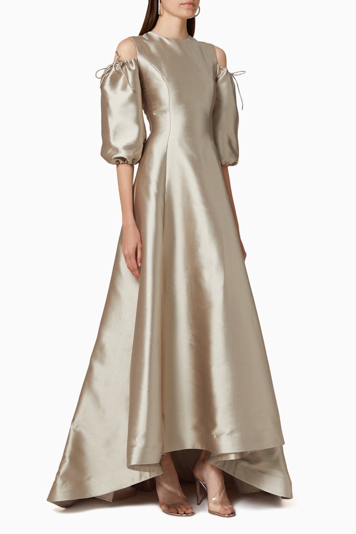 

Princess Cut Satin Gown, Silver