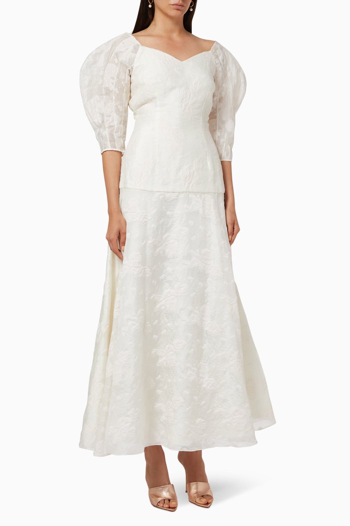 

Faille Top & Tulle Skirt Set, Neutral