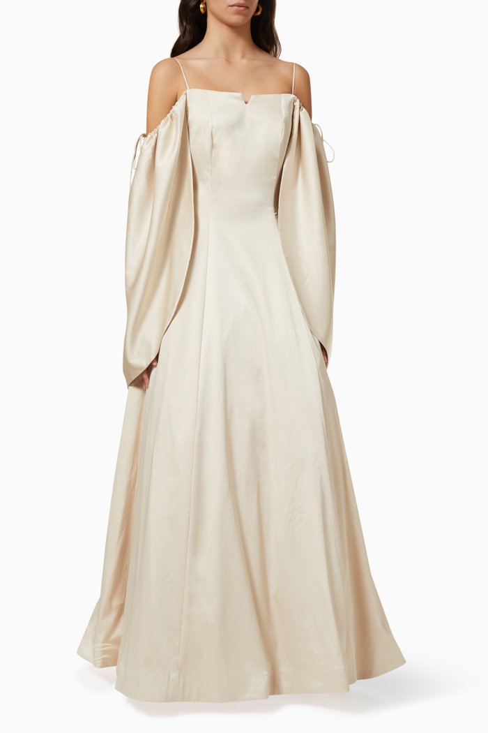 

Faille Top & Tulle Skirt Set, Neutral