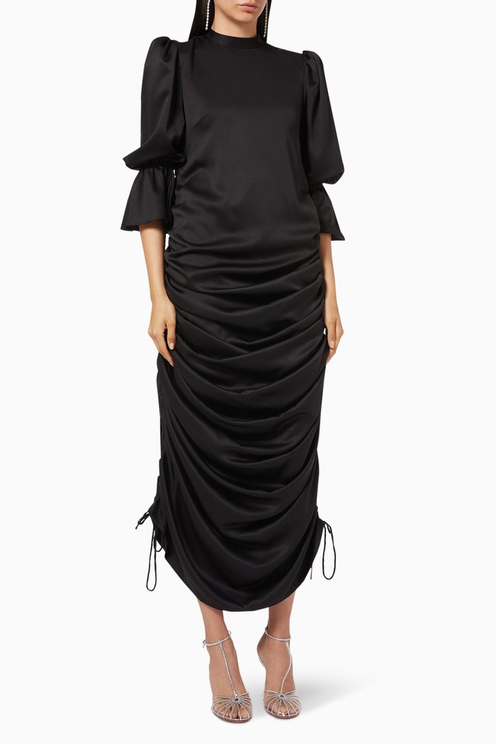 

Draped Frill Gown, Black
