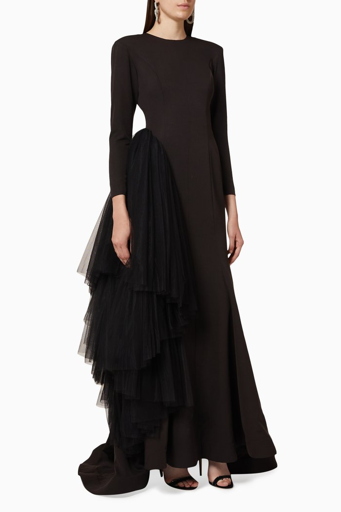 

Draped Tulle Gown, Black