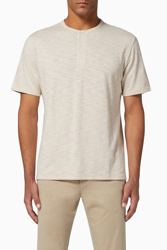 Henley Striped T-Shirt, Neutral