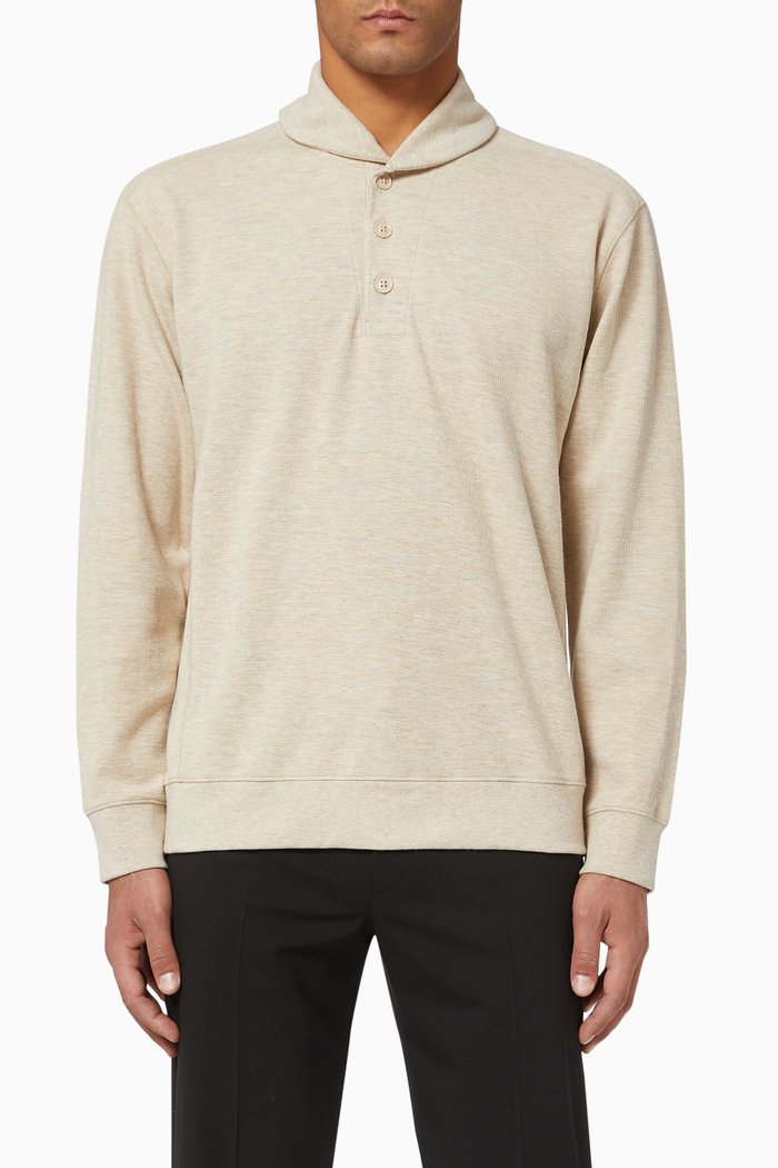 

Shawl Collar Double Knit Pullover, Neutral