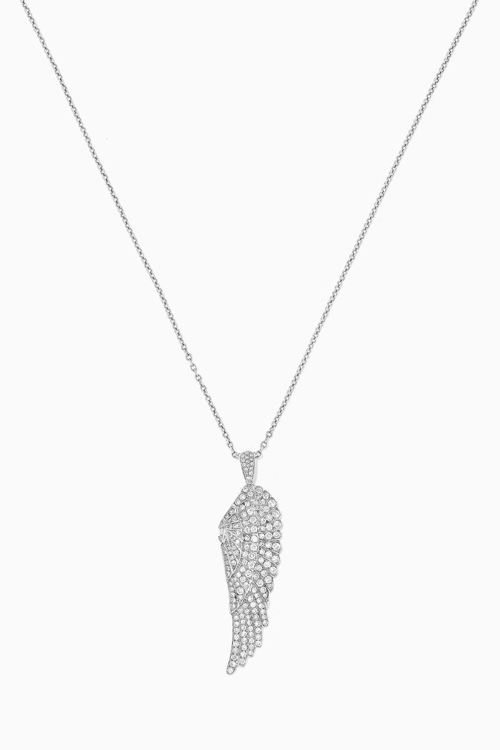 Wings Classic Medium Diamond Pendant in 18kt White Gold
