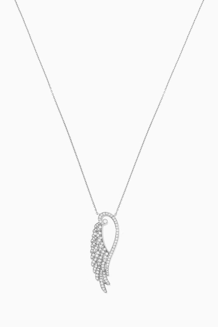 Wings Embrace Pendant Necklace in 18kt White Gold