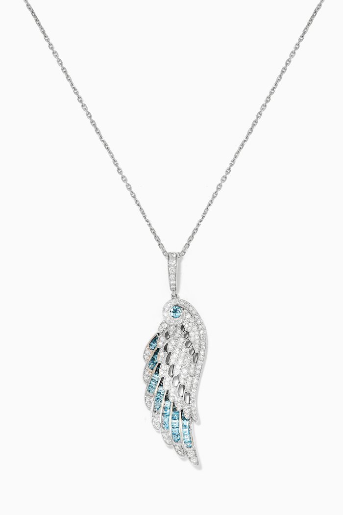 

Wings Embrace Double Pendant Necklace in 18kt White Gold