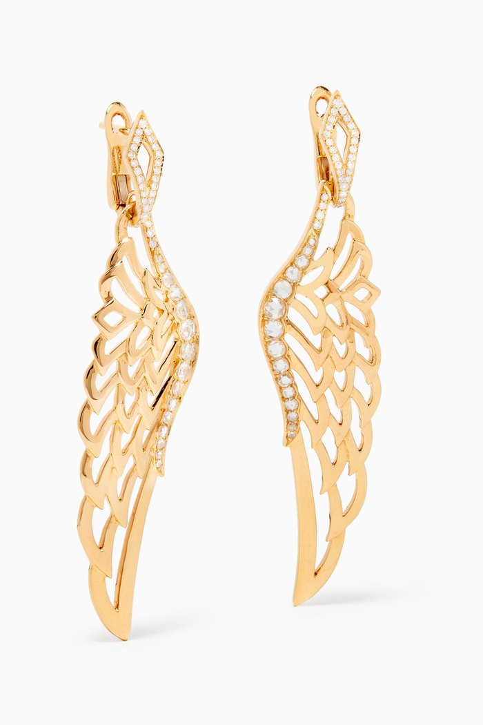 Wings Lace Earrings in 18kt Yellow Gold