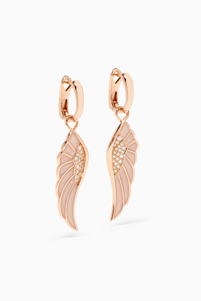 

Wings Reflection 'Spring' Small Earrings in 18kt Rose Gold, Pink