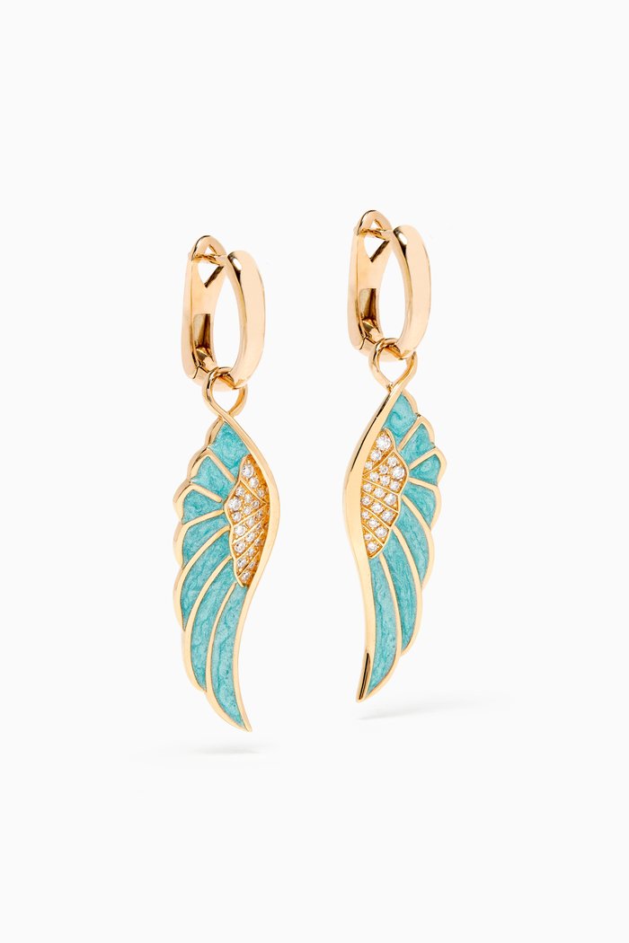 

Wings Reflection 'Summer' Small Earrings in 18kt Yellow Gold, Blue