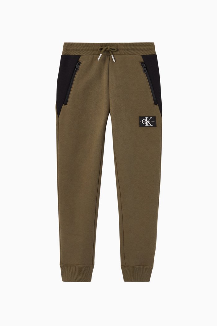 

Colour-Block Organic Cotton Joggers, Green