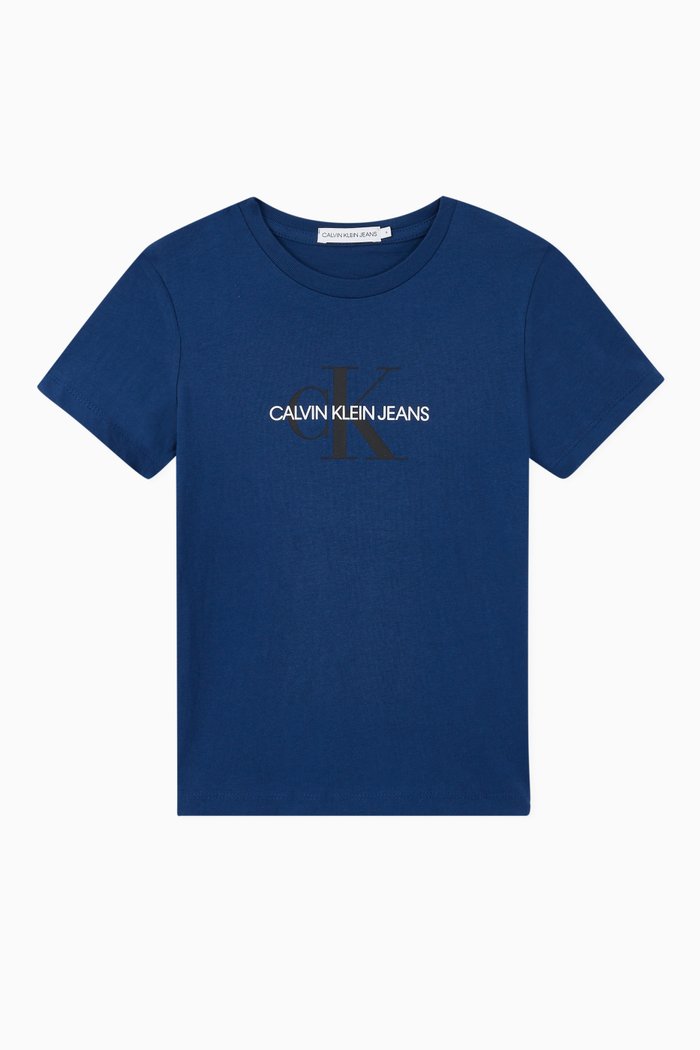 Monogram Logo Organic Cotton T-Shirt, Blue