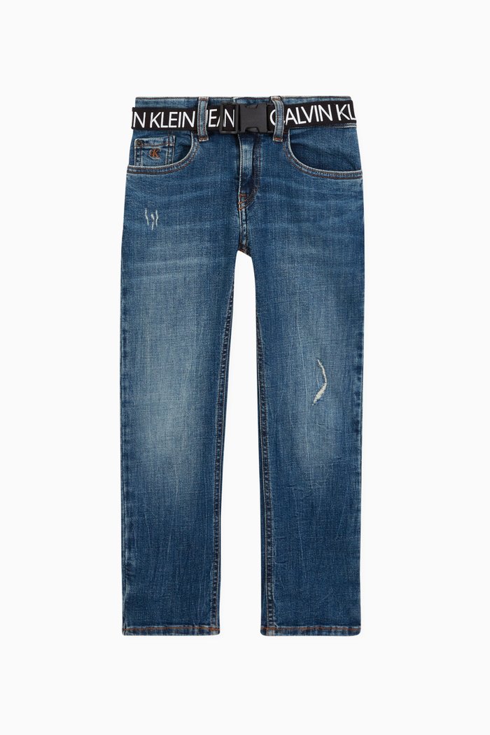 

CK Embroidered Skinny Denim Jeans, Blue