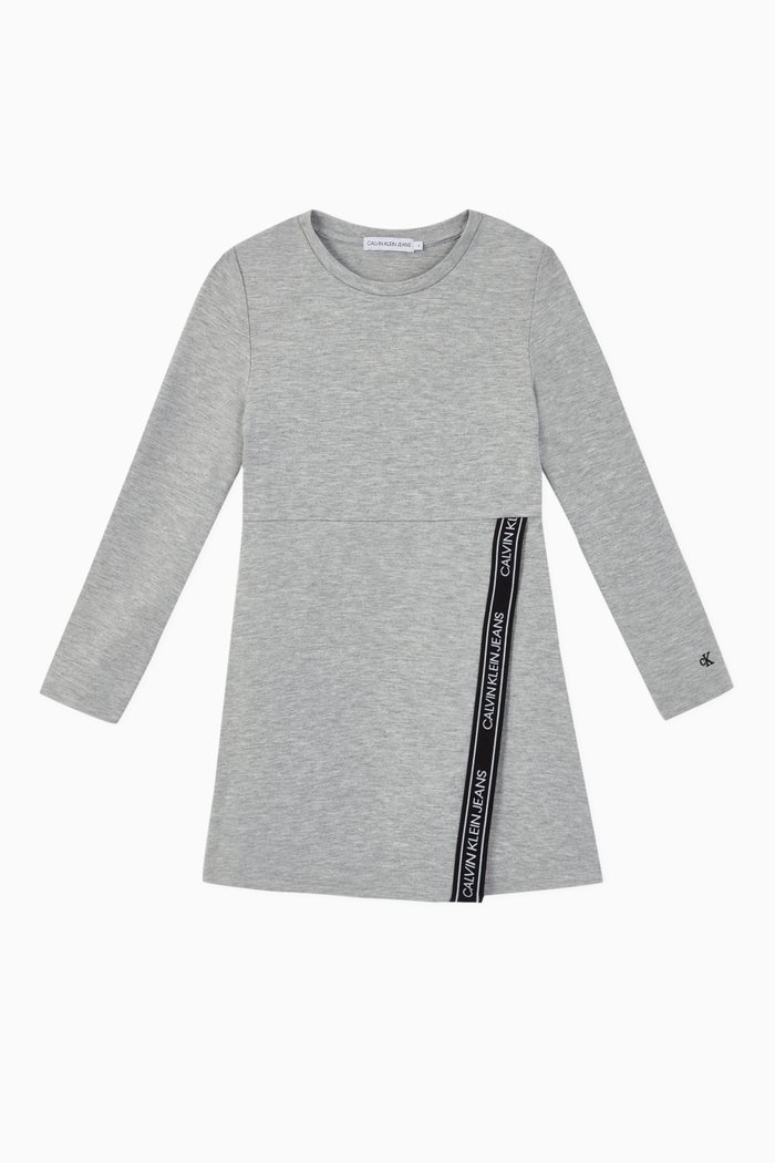 Logo Tape Punto Milano Dress, Grey