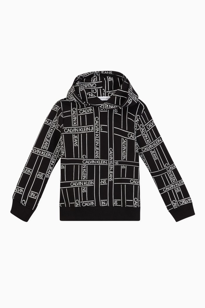 

CK Logo Tape Hooded Sweatshirt, Black