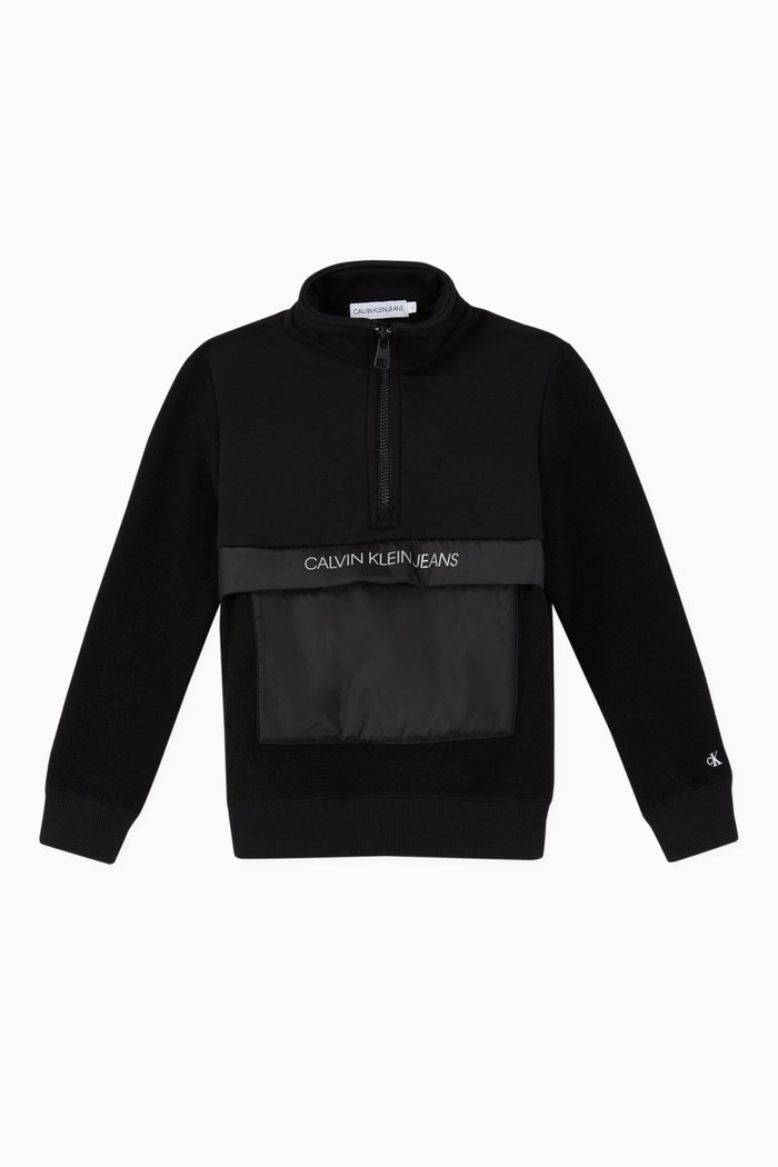 

Logo Fleece Zip Mock Sweatshirt, Black