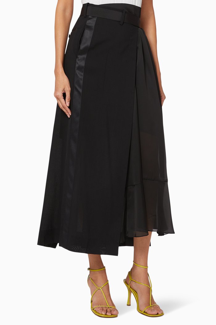 

Satin Combo Skirt, Black
