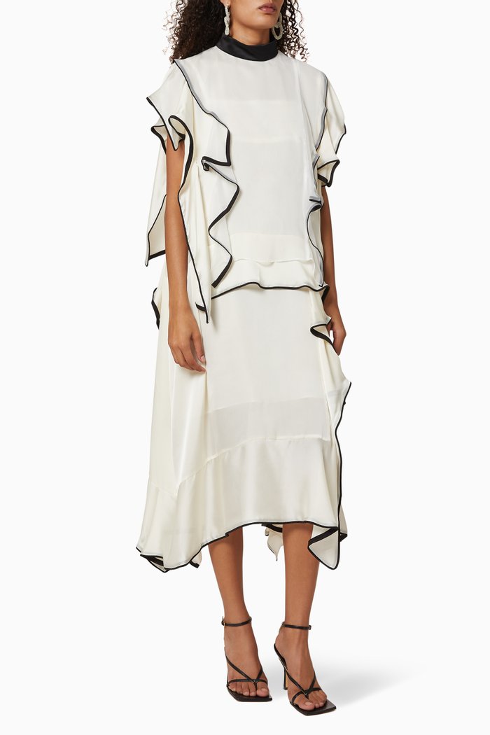 

Ruffle Satin Dress, Neutral
