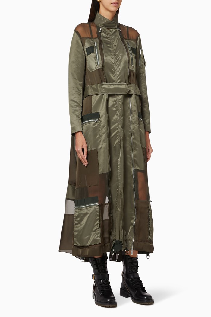 

Satin Panel Dress, Green