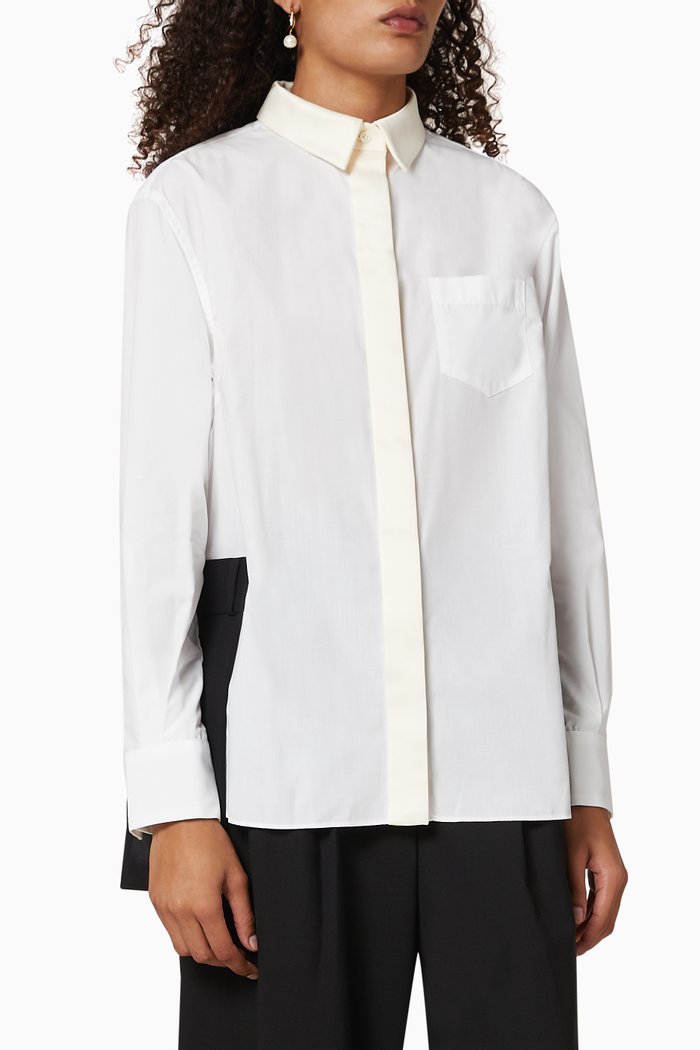

Two-Tone Cotton Shirt, Black