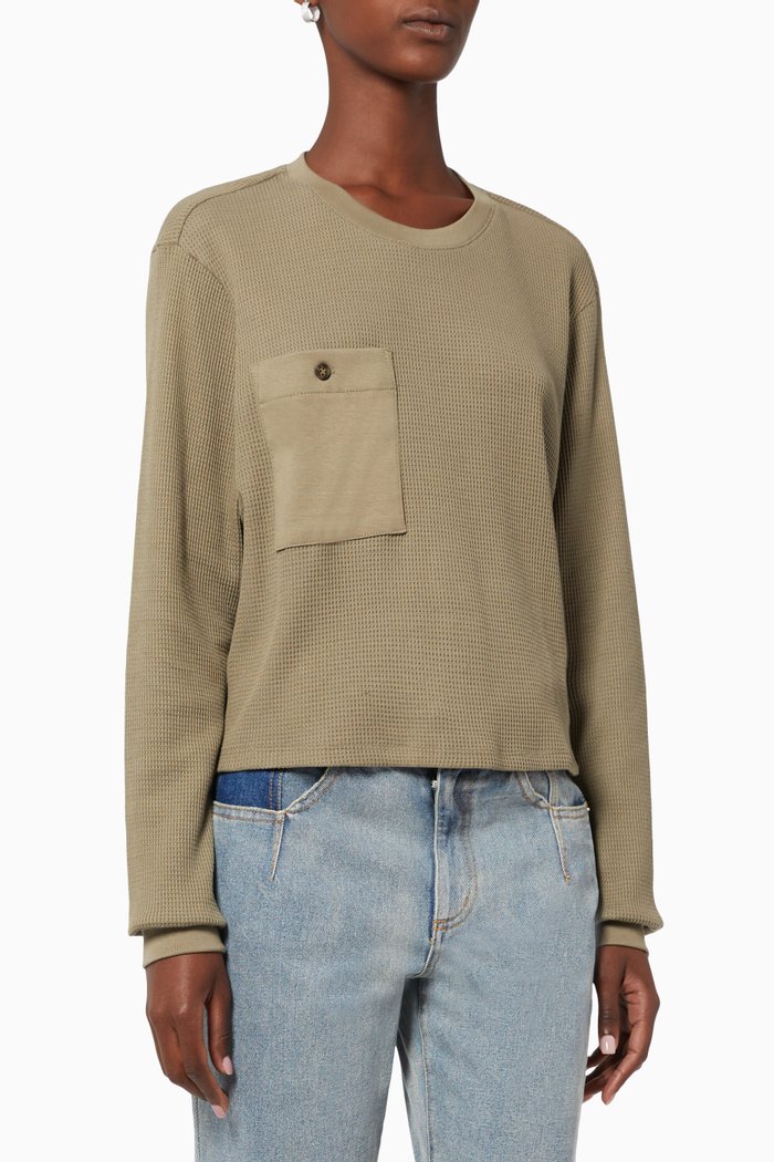 Stark Waffle Knit Pullover, Green