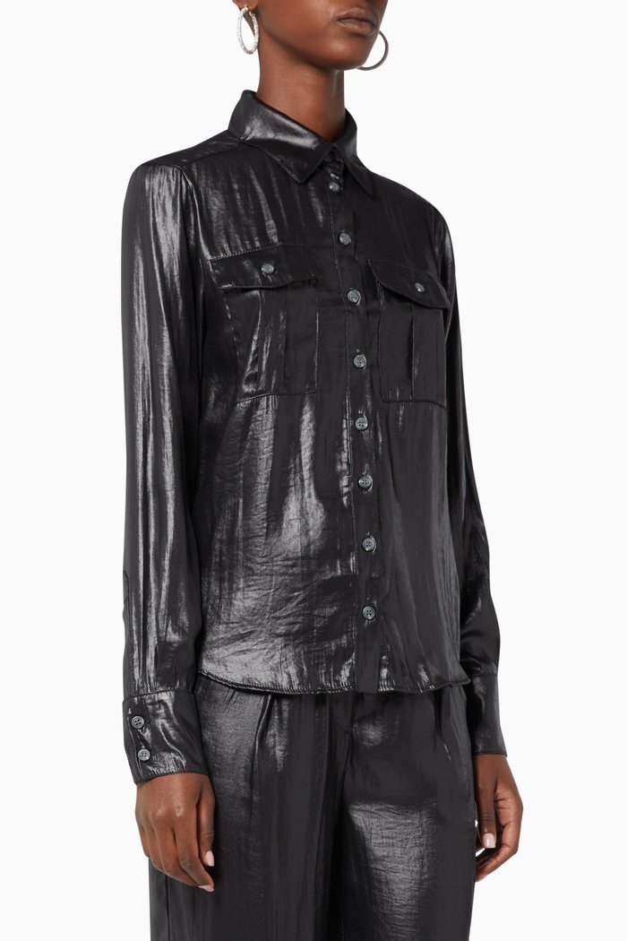 

Lucid Satin Military Shirt, Black
