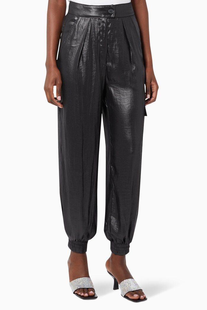 

Lucid Satin Cargo Joggers, Black