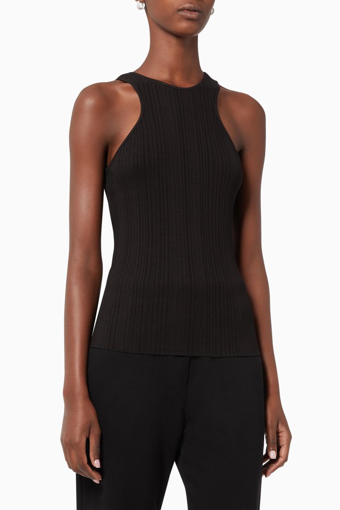 

Wave Rib Tank Top, Black